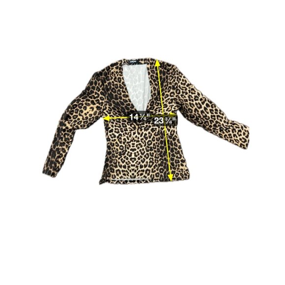 ChicMe Leopard Print Long-Sleeve Top With Deep V Neck Twist Detail Size Large - Picture 7 of 10